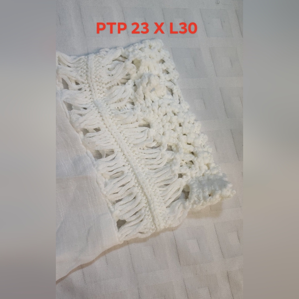NWOT Boho Crochet Fringe Hem Cover Up Dress White large - Picture 11 of 12